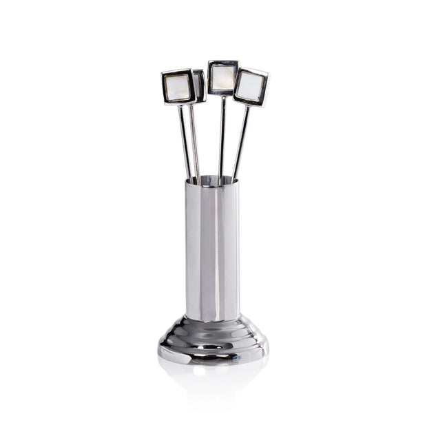 Spiga Cocktail Picks w/ Stand Silver