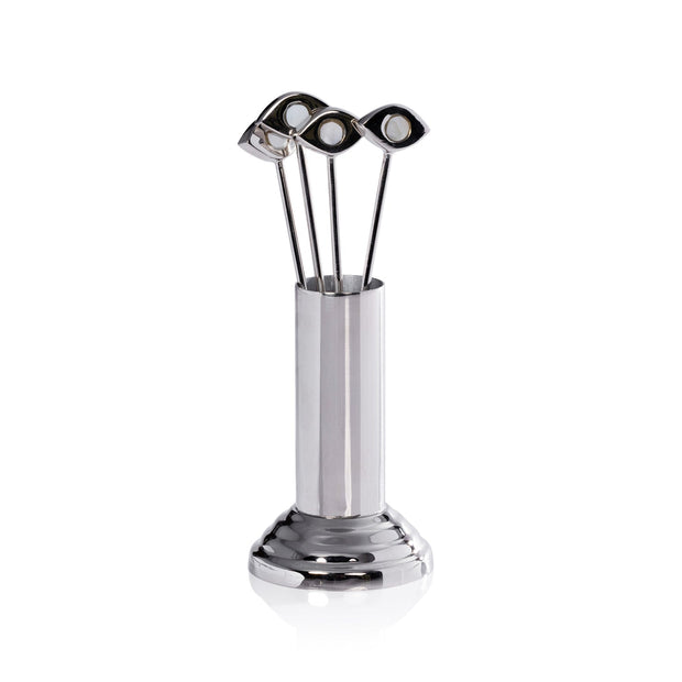 Evil Eye Cocktail Picks w/ Stand Silver