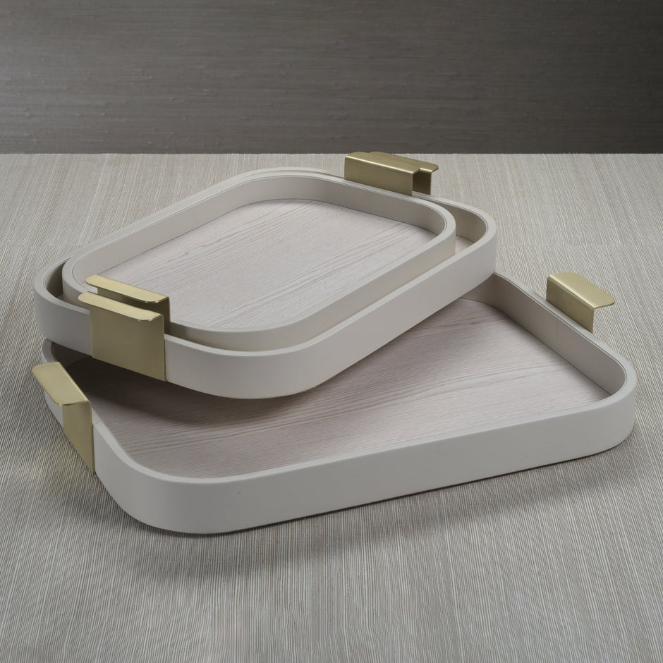 Cordoba cream leather tray 22.5 inch