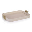 Cordoba cream leather tray with matte gold handle, large