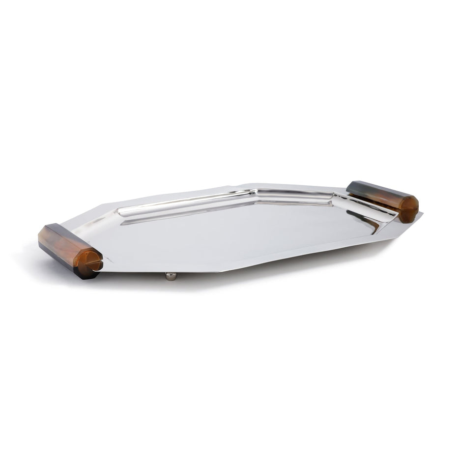 Octagon Polished Nickel Tray Horn Handles Medium