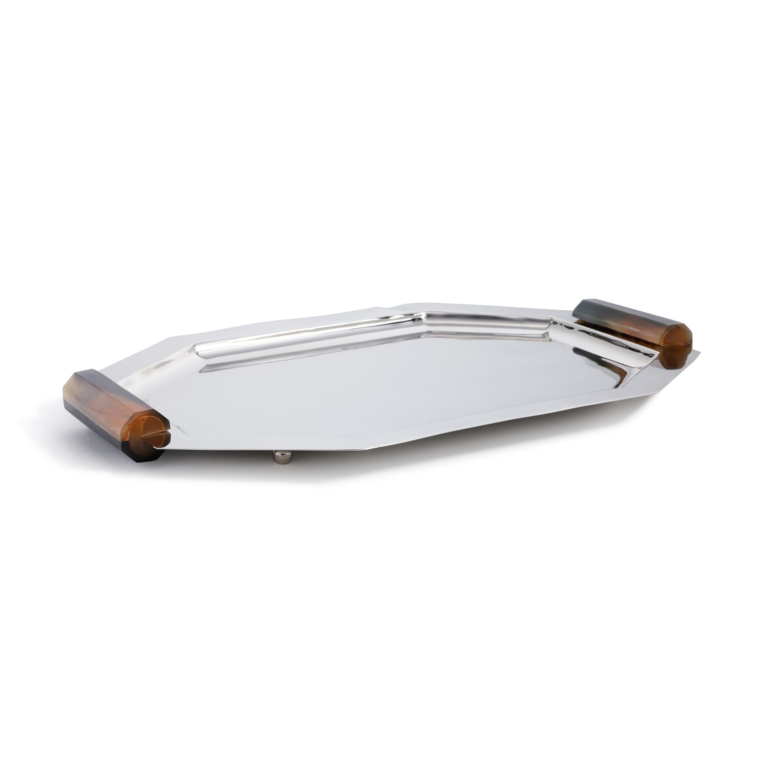 Octagon Polished Nickel Tray Horn Handles Medium