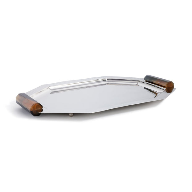 Octagon Polished Nickel Tray Horn Handles Medium