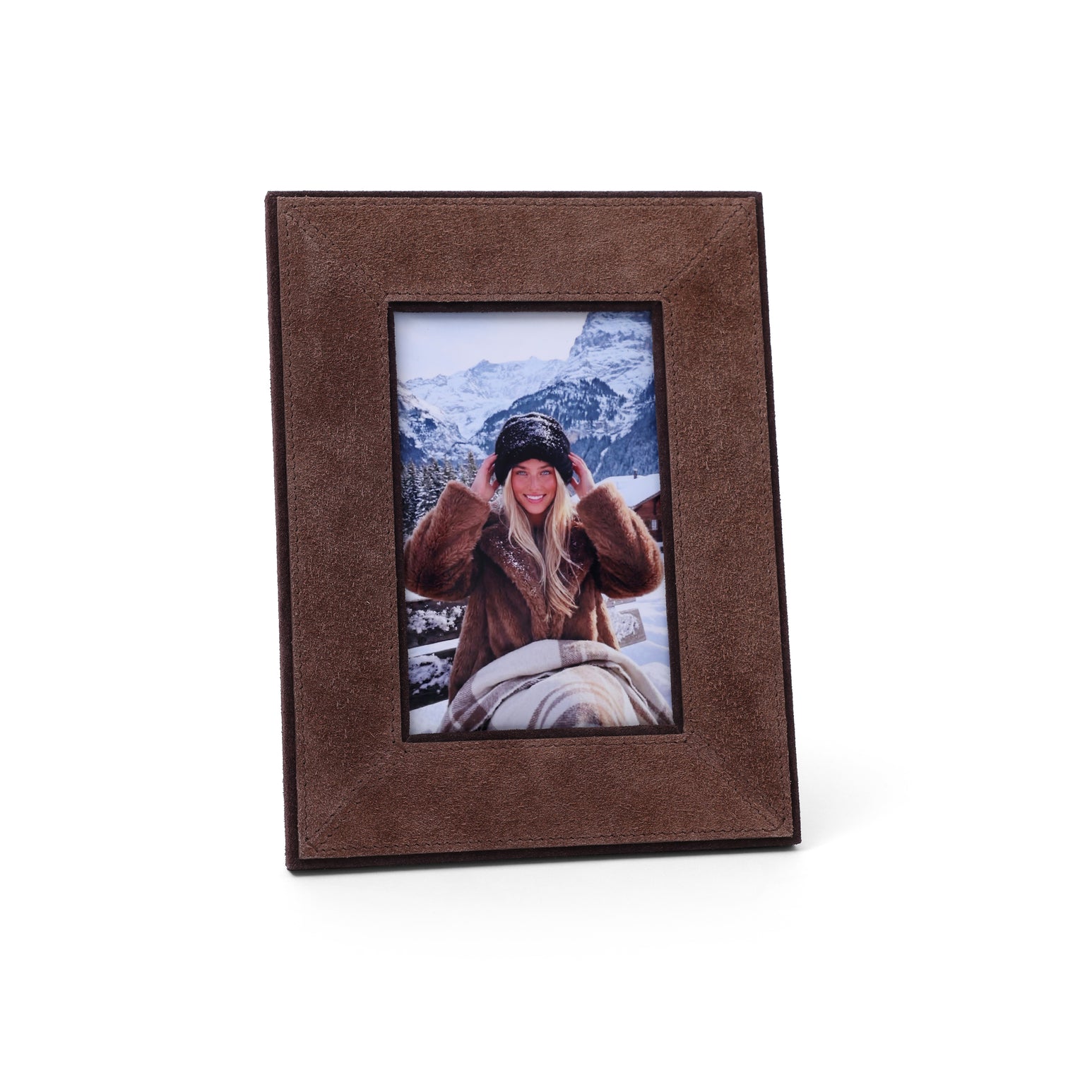 Saint-Gervais Brown Suede Photo Frame