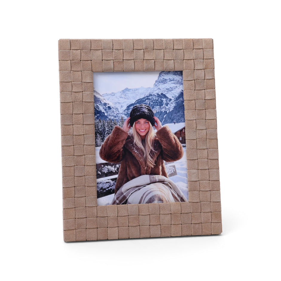 Saint-Gervais Suede Leather Woven Photo Frame Camel