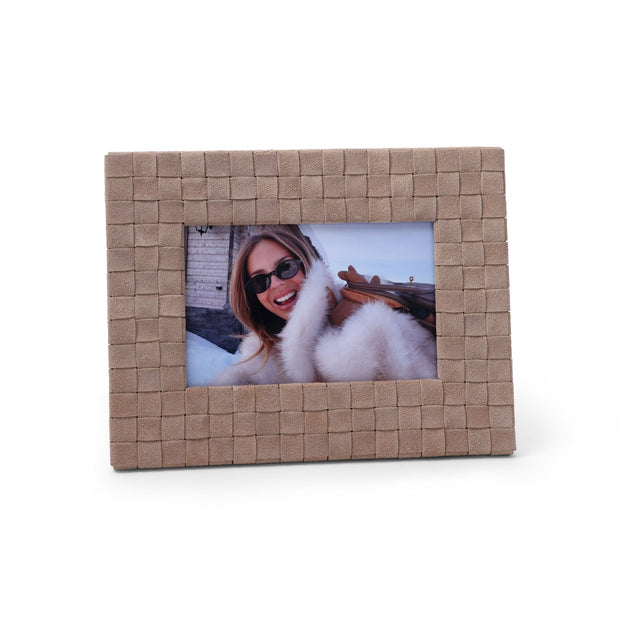 Saint-Gervais Suede Leather Woven Photo Frame Camel