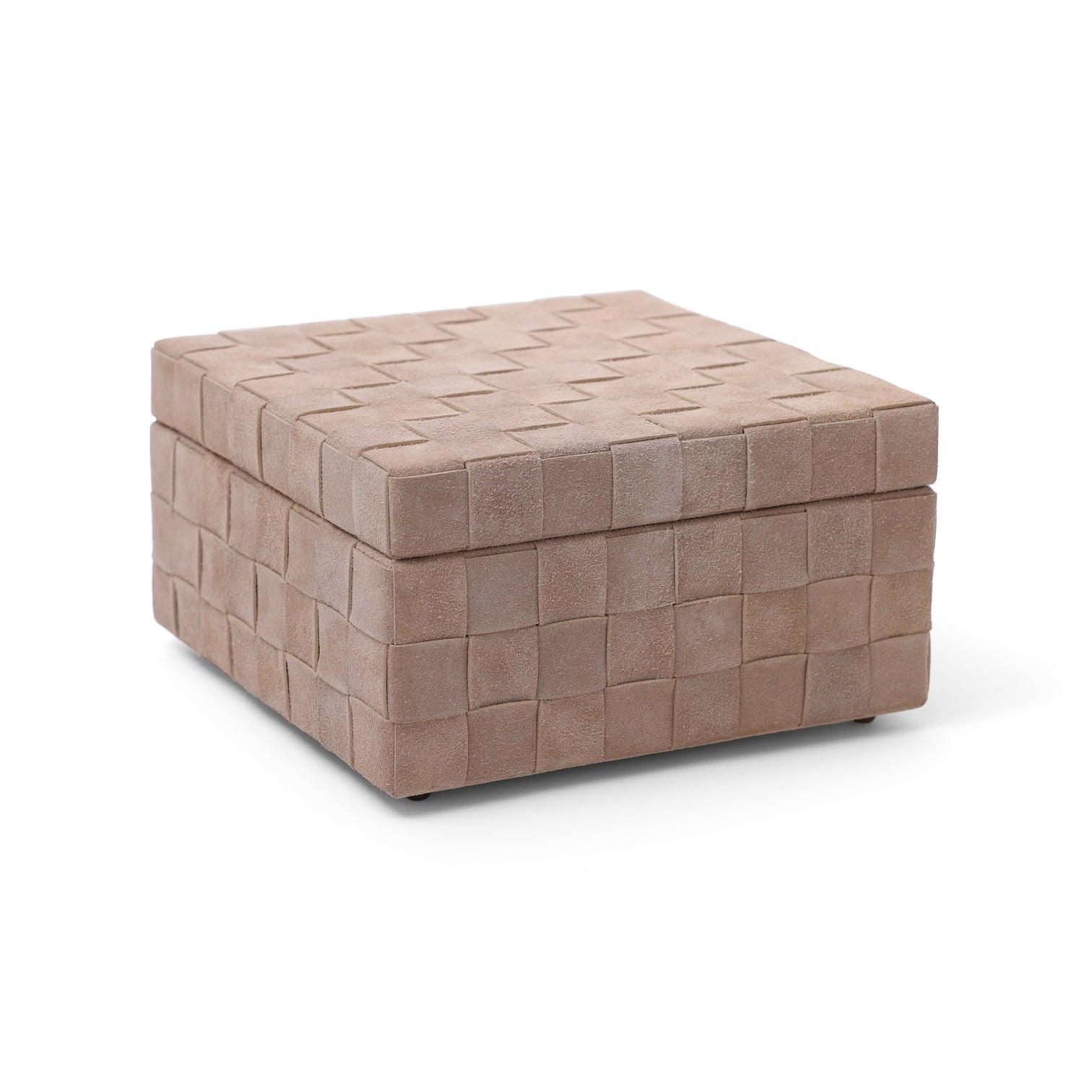Saint-Gervais Camel Suede Leather Woven Box