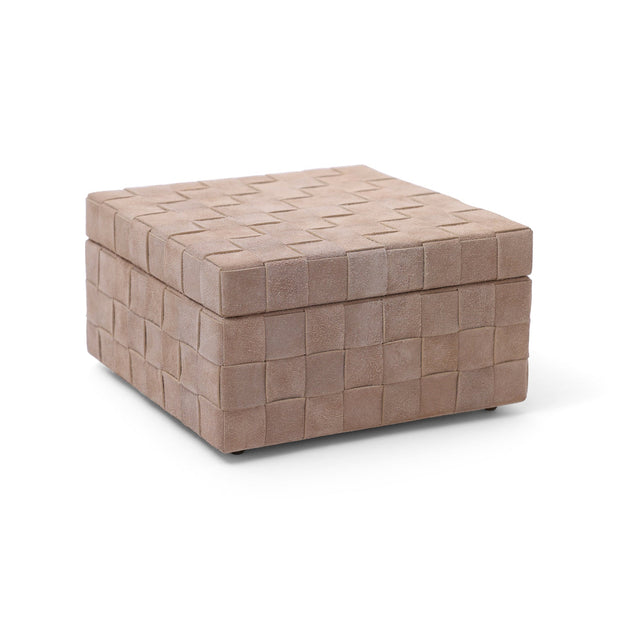 Saint-Gervais Camel Suede Leather Woven Box