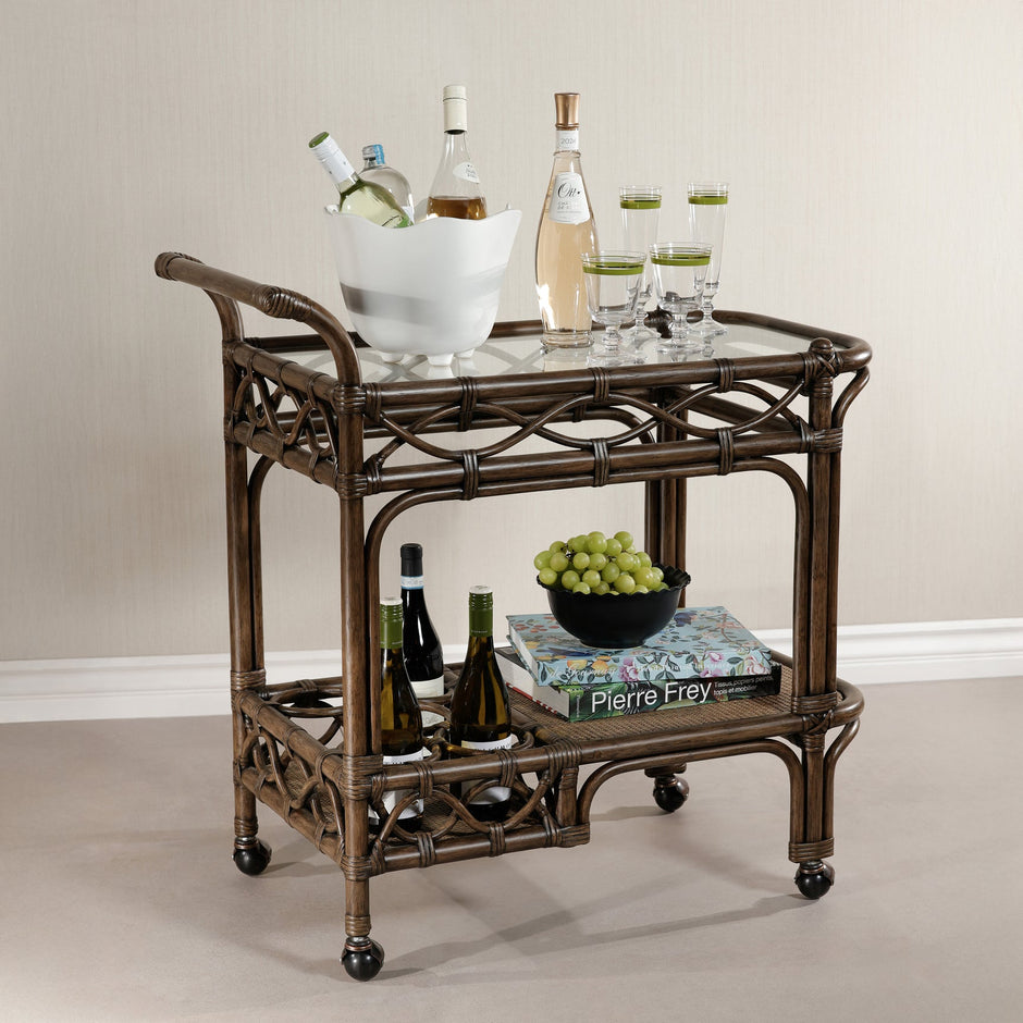 Dark Rattan Bar Cart - Maaribu