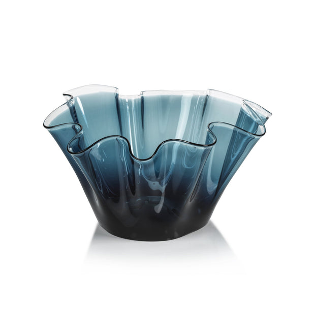 Tropezana Tall Wave Glass Bowl Blue - Maaribu