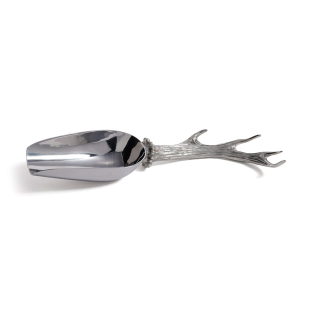 St. Anton Pewter Antler Ice Scoop by Zodax, bar accessory with a pewter finish and antler handle for ice serving.