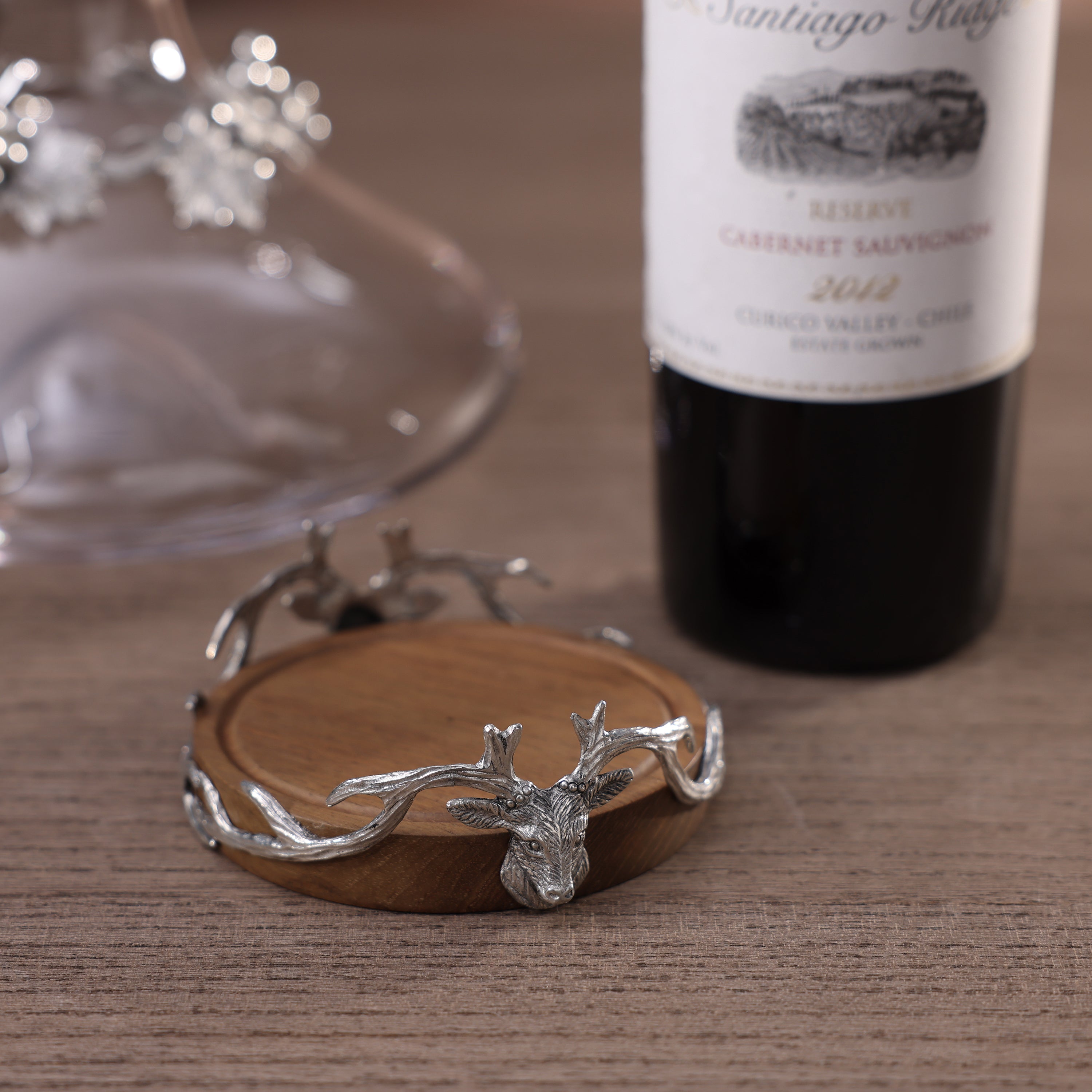 St. Anton wood and pewter wine coaster product view