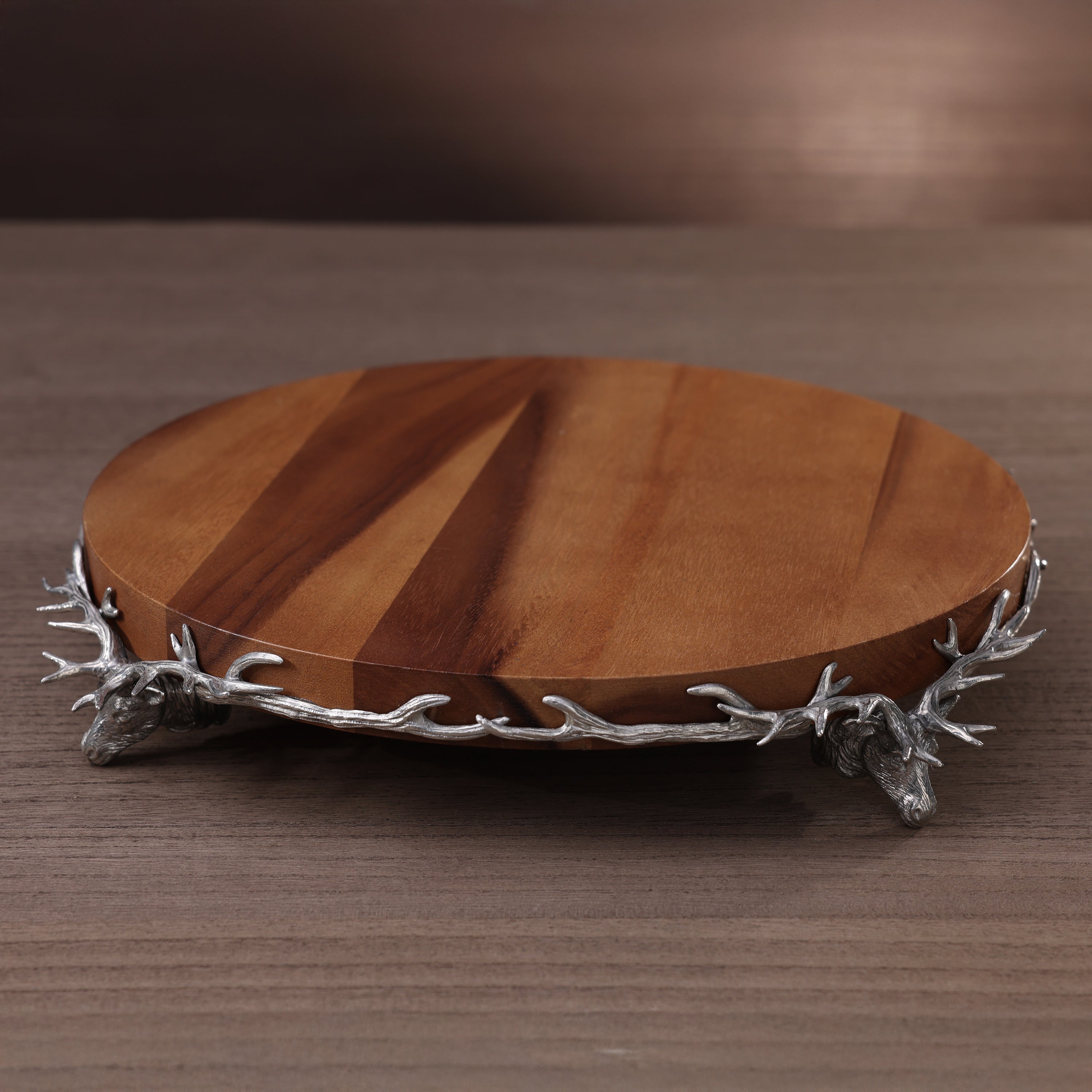 St. Anton wood cheese board on pewter base product view