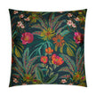 Decorative pillow with colorful floral pattern on a dark green background