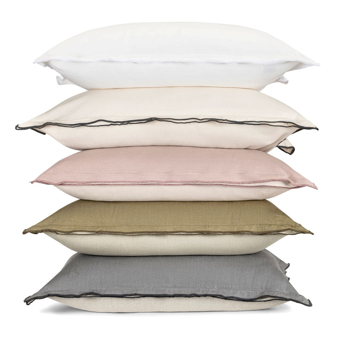 Set of two Adelene Kinfolk Euro shams in bleached white fabric, soft and textured bedding accents for bedroom decor.