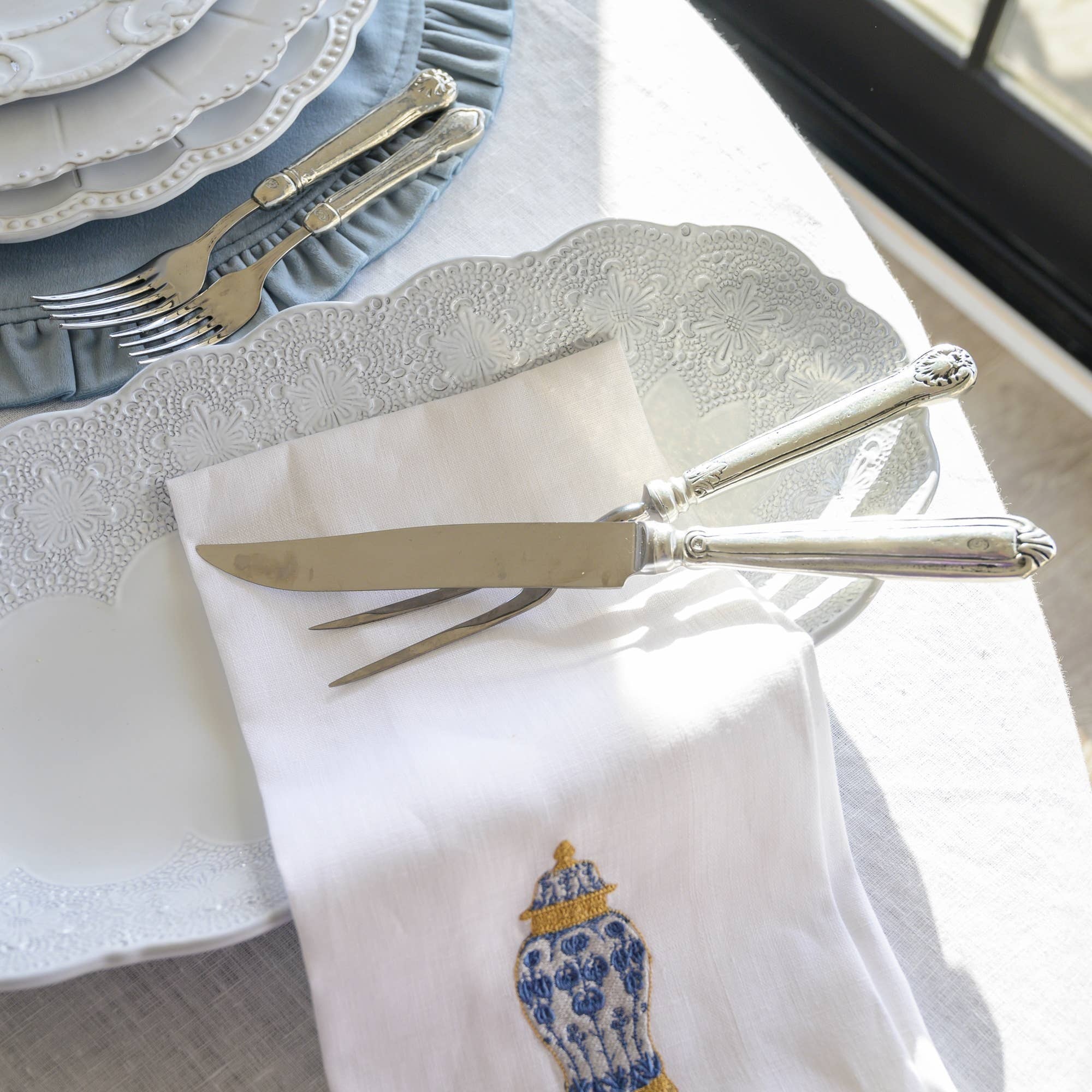 Arte Italica Hotel Collection Carving Set of flatware with polished handles and carving knife and fork for elegant dining.
