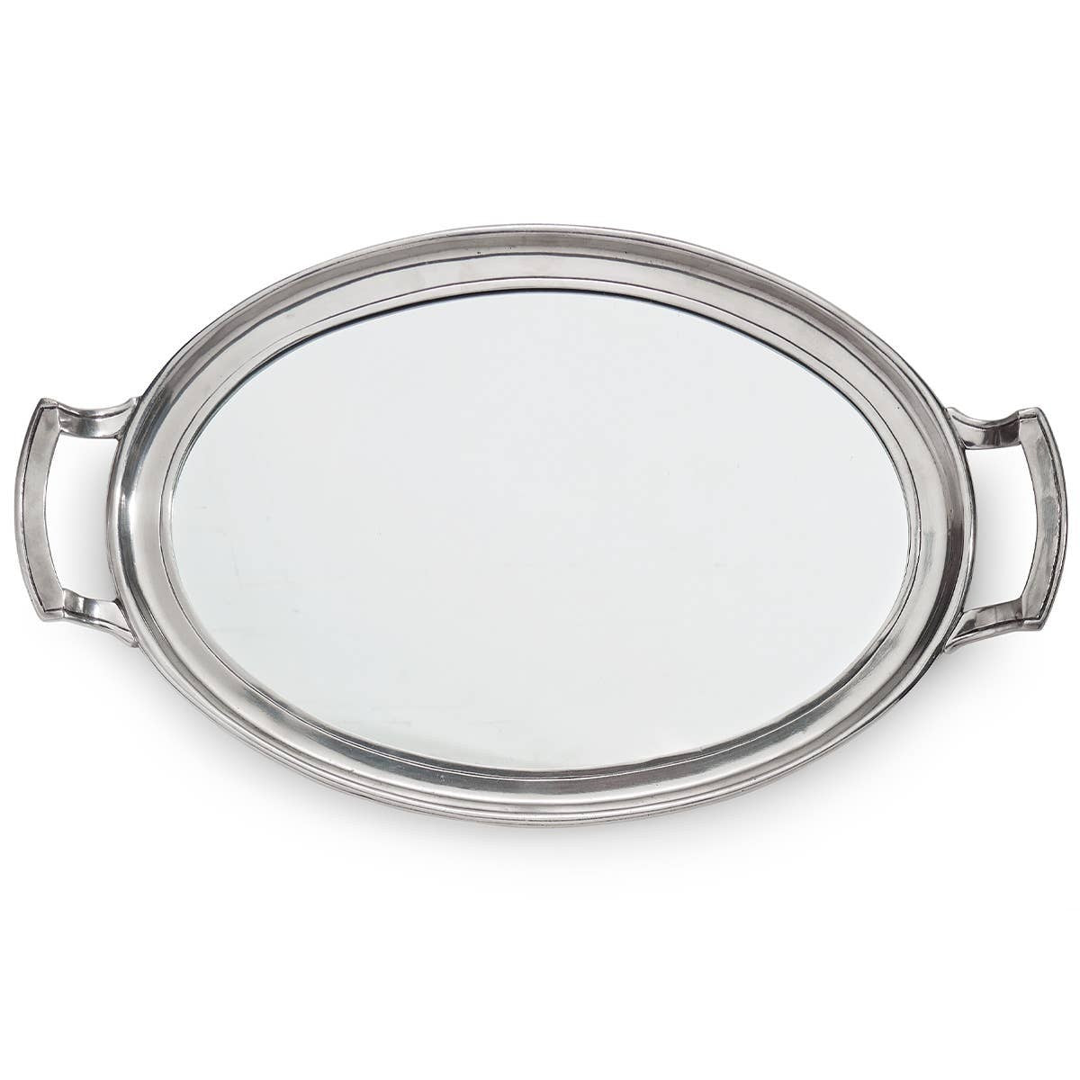Arte Italica and Crown Linen Designs Roma Mirror Tray with Handles, elegant serveware for serving or decorative use.