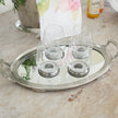 Arte Italica and Crown Linen Designs Roma Mirror Tray with Handles, elegant serveware for serving or display.
