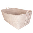 Honey brown rattan everything basket with hoop handles, versatile storage container by Artifacts Trading Company.