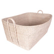 Honey brown rattan everything basket with hoop handles, crafted by Artifacts Trading Company for versatile storage.