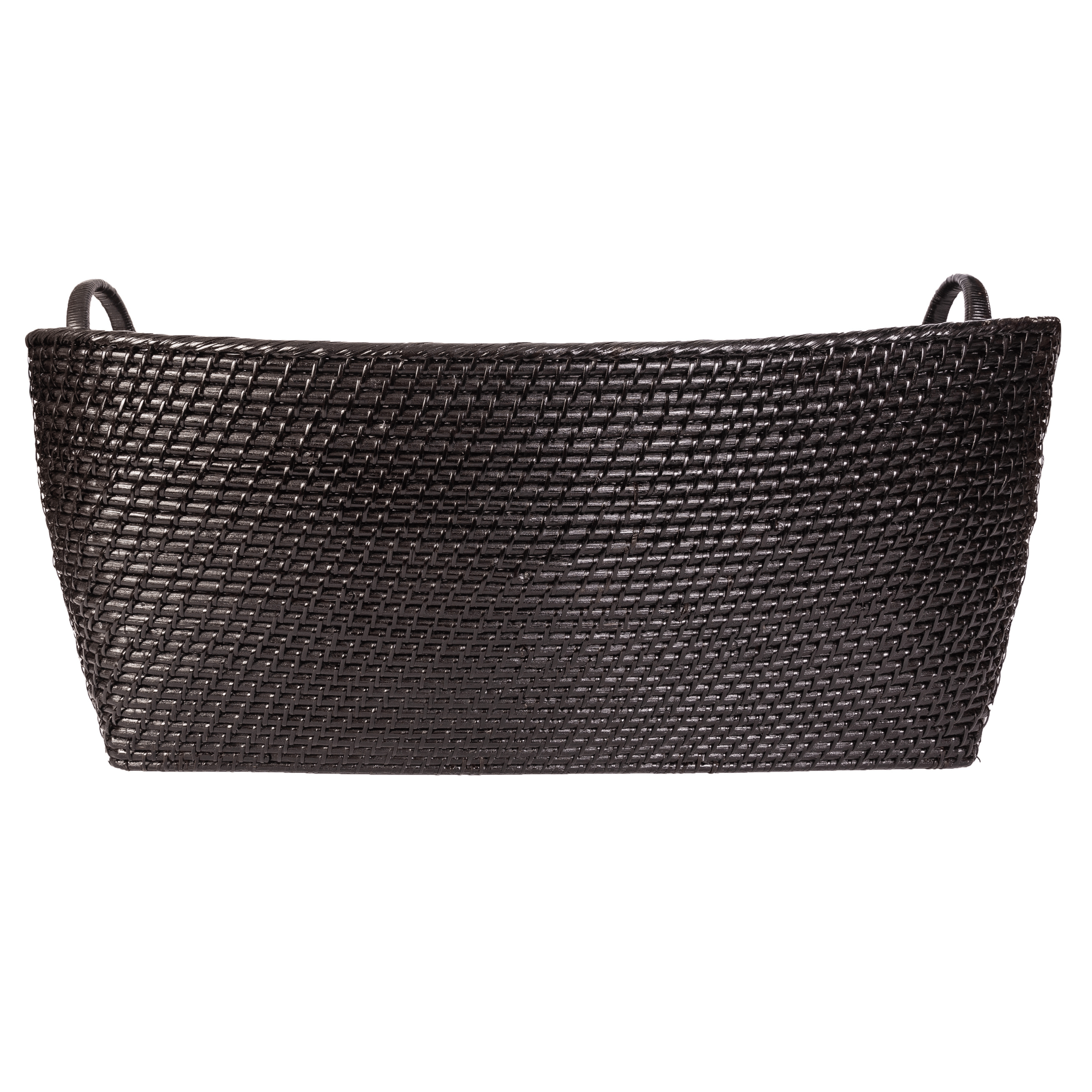 Honey brown rattan everything basket with hoop handles by Artifacts Trading Company for versatile storage and organization.