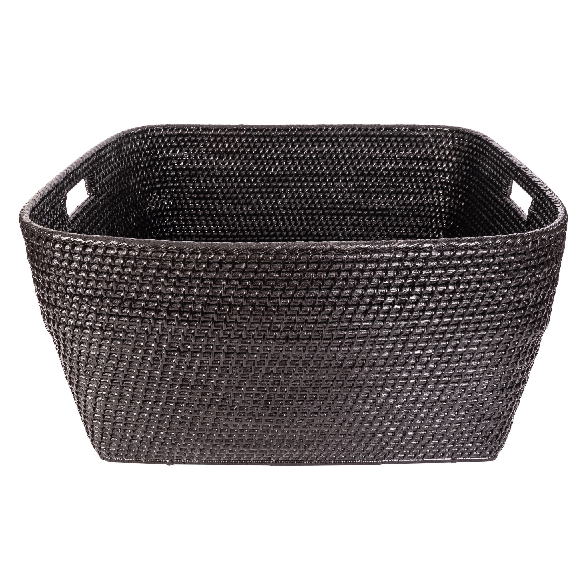 Artifacts Rattan Saboga family basket with cutout handle, natural woven rattan storage basket for home use