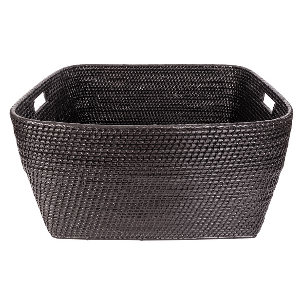 Artifacts Rattan Saboga family basket with cutout handle, natural woven rattan storage basket for home use