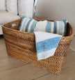Artifacts Rattan Saboga family basket with cutout handle, natural woven rattan basket for home storage and organization.