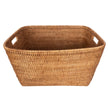 Artifacts Rattan Saboga home family basket with cutout handle, woven rattan design for storage and organization.
