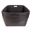 Artifacts Rattan Saboga family basket with cutout handle, woven rattan storage basket for home organization and family use.