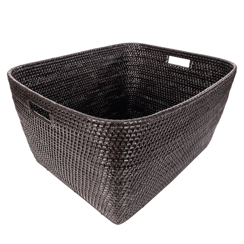 Artifacts Rattan™ Saboga Home Family Basket with cutout handle, natural woven rattan storage basket for home organization.