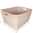 Artifacts Trading Company Saboga rattan family basket with cutout handle, natural woven basket for home storage and organization.