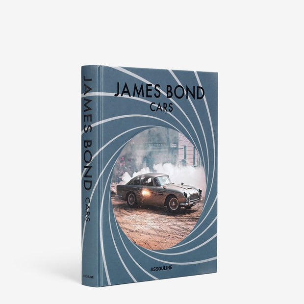Assouline James Bond Cars decor book featuring iconic vehicles from the James Bond movies, with detailed images and elegant design.