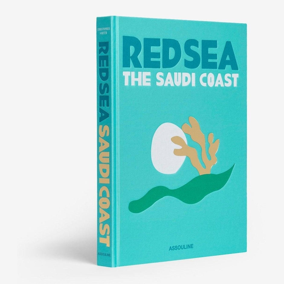 Assouline Saudi Arabia Red Sea decor book featuring stunning images of the Red Sea and Middle Eastern architecture.