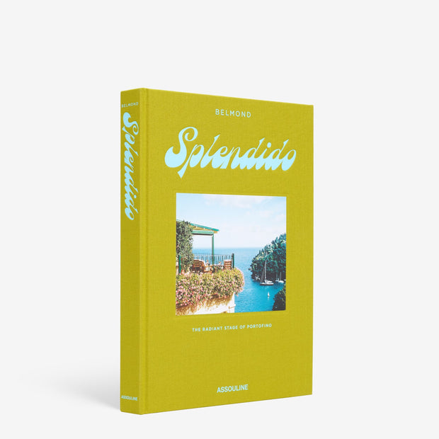 Assouline decor book titled "Splendido: The Radiant Stage of Portofino" featuring vibrant images of Portofino scenery.