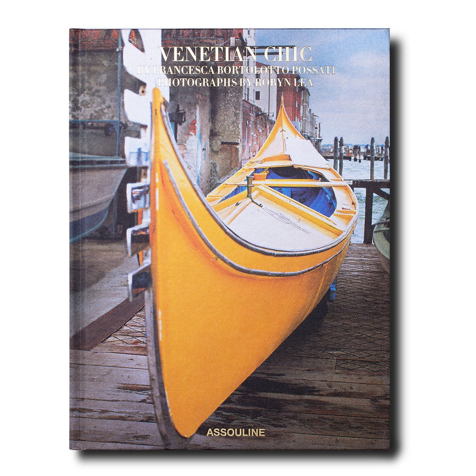 Assouline Venetian Chic decor book with elegant cover showcasing Venetian-inspired interior design and luxurious style.