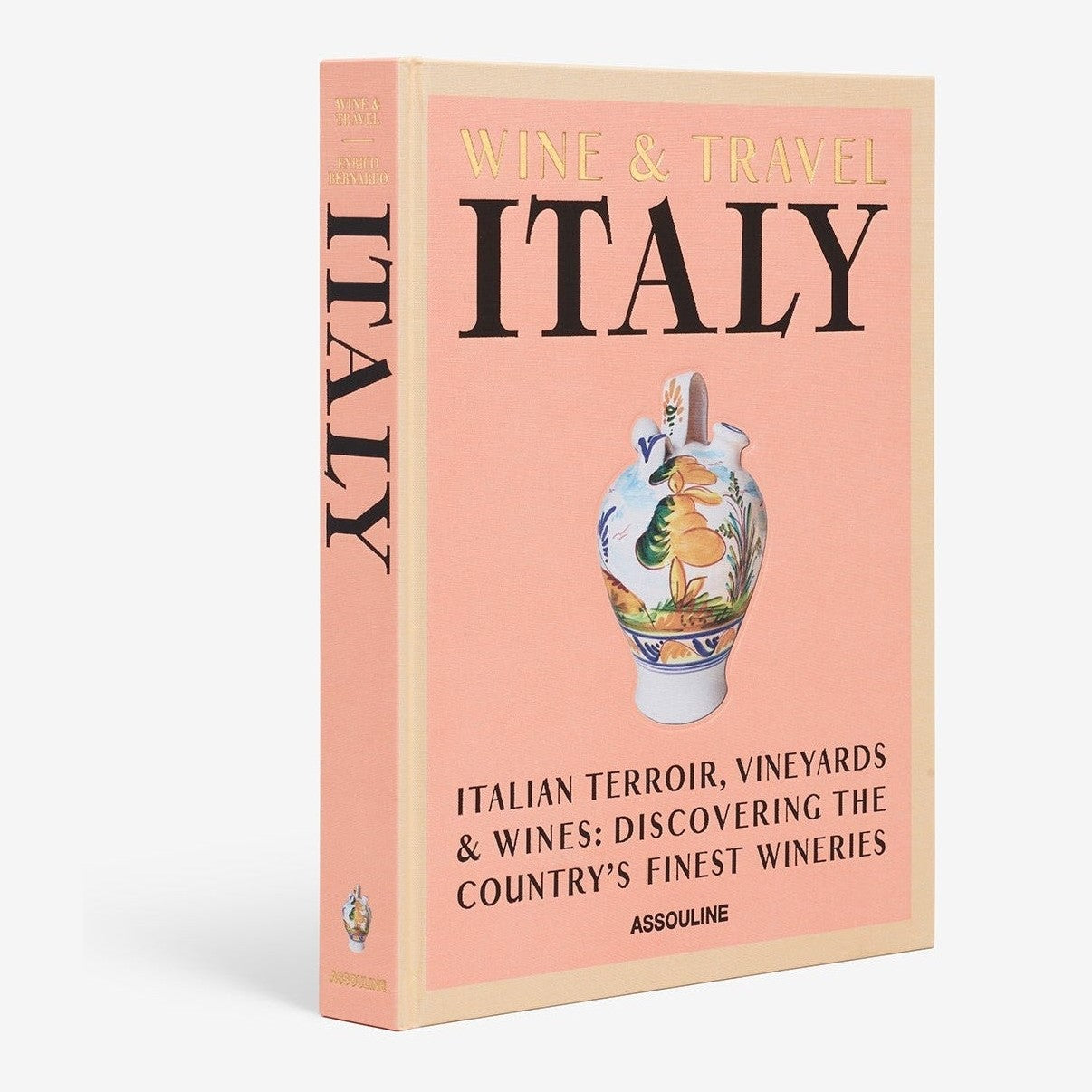 Assouline Wine & Travel Italy decor book with elegant cover design, showcasing Italian wine and travel themes.
