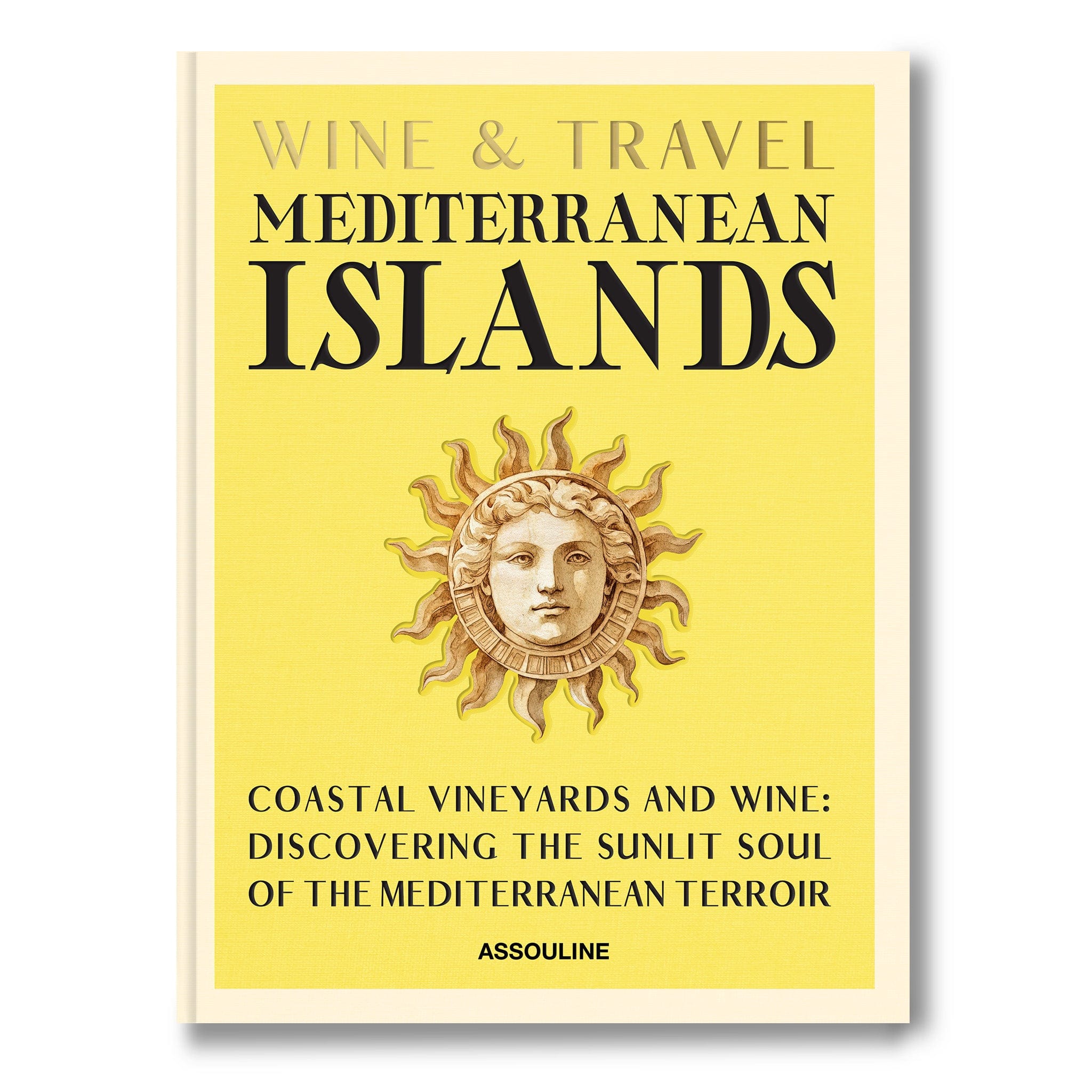 Assouline Wine & Travel Mediterranean Islands decor book with scenic island images and elegant cover design.