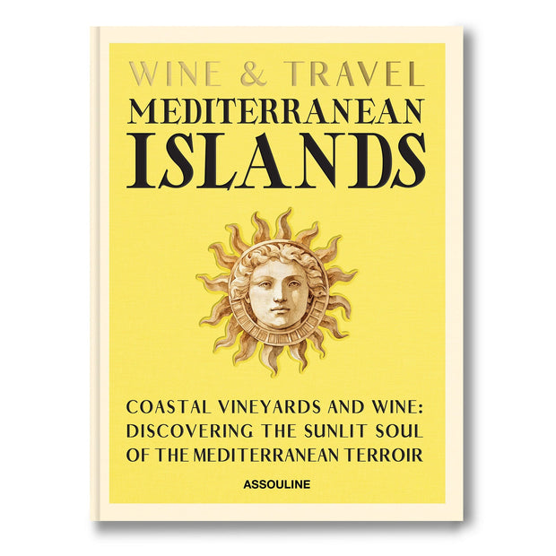 Assouline Wine & Travel Mediterranean Islands decor book with scenic island images and elegant cover design.