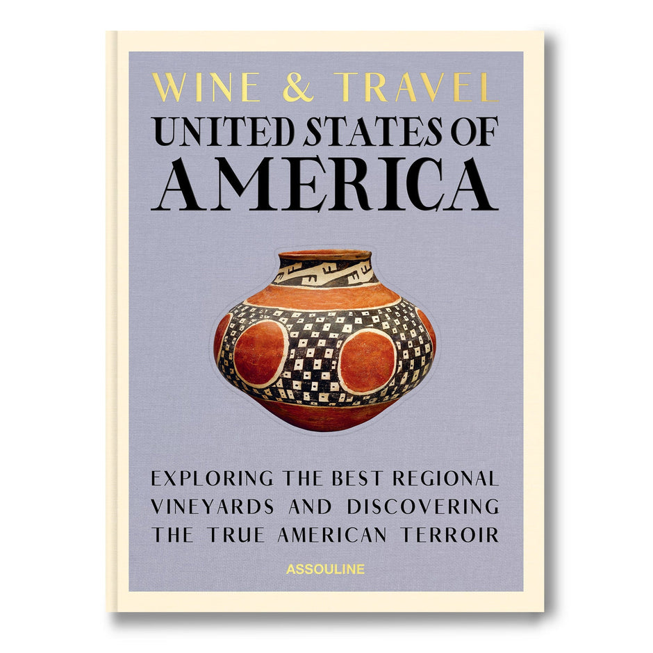 Assouline Wine & Travel decor book featuring images of American wine regions and travel destinations, ideal for home decor.