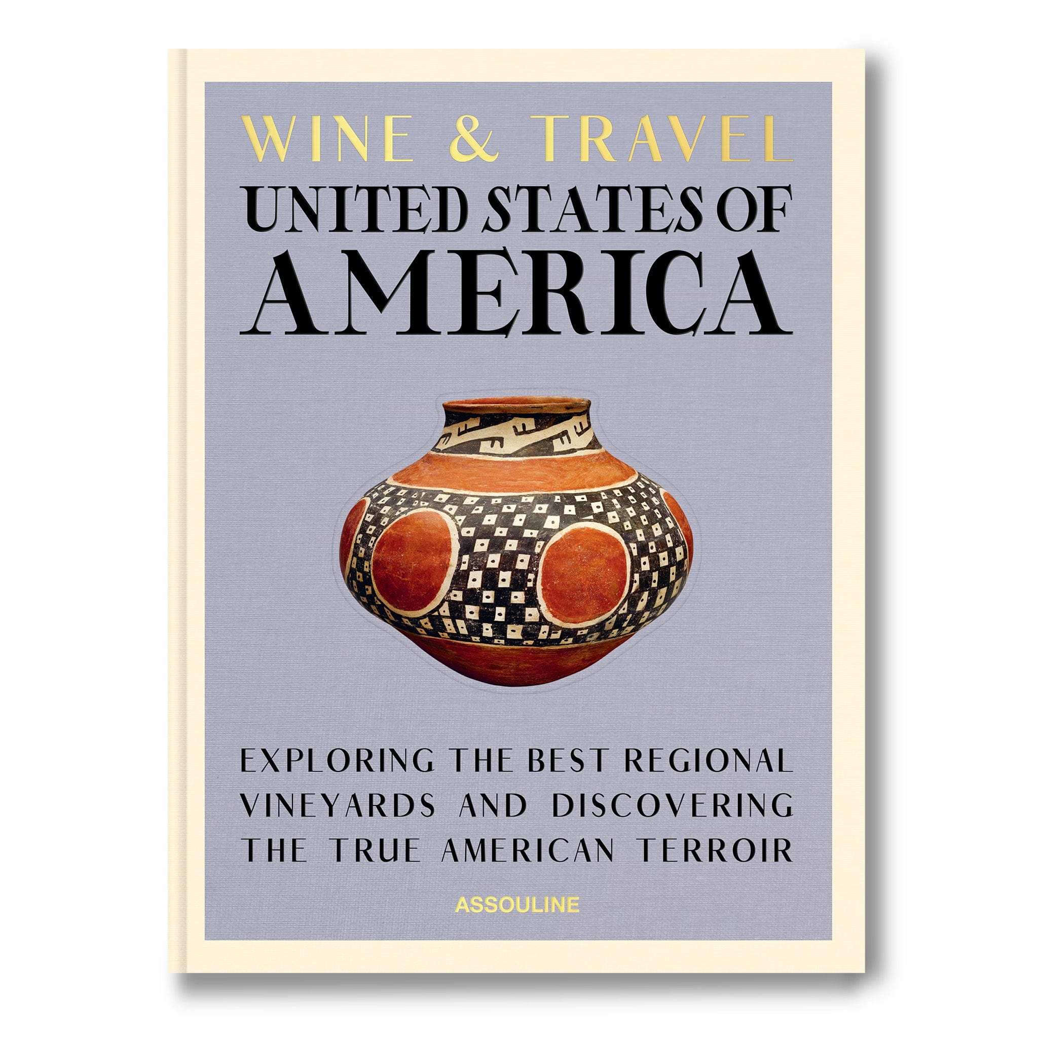 Assouline Wine & Travel decor book featuring images of American wine regions and travel destinations, ideal for home decor.