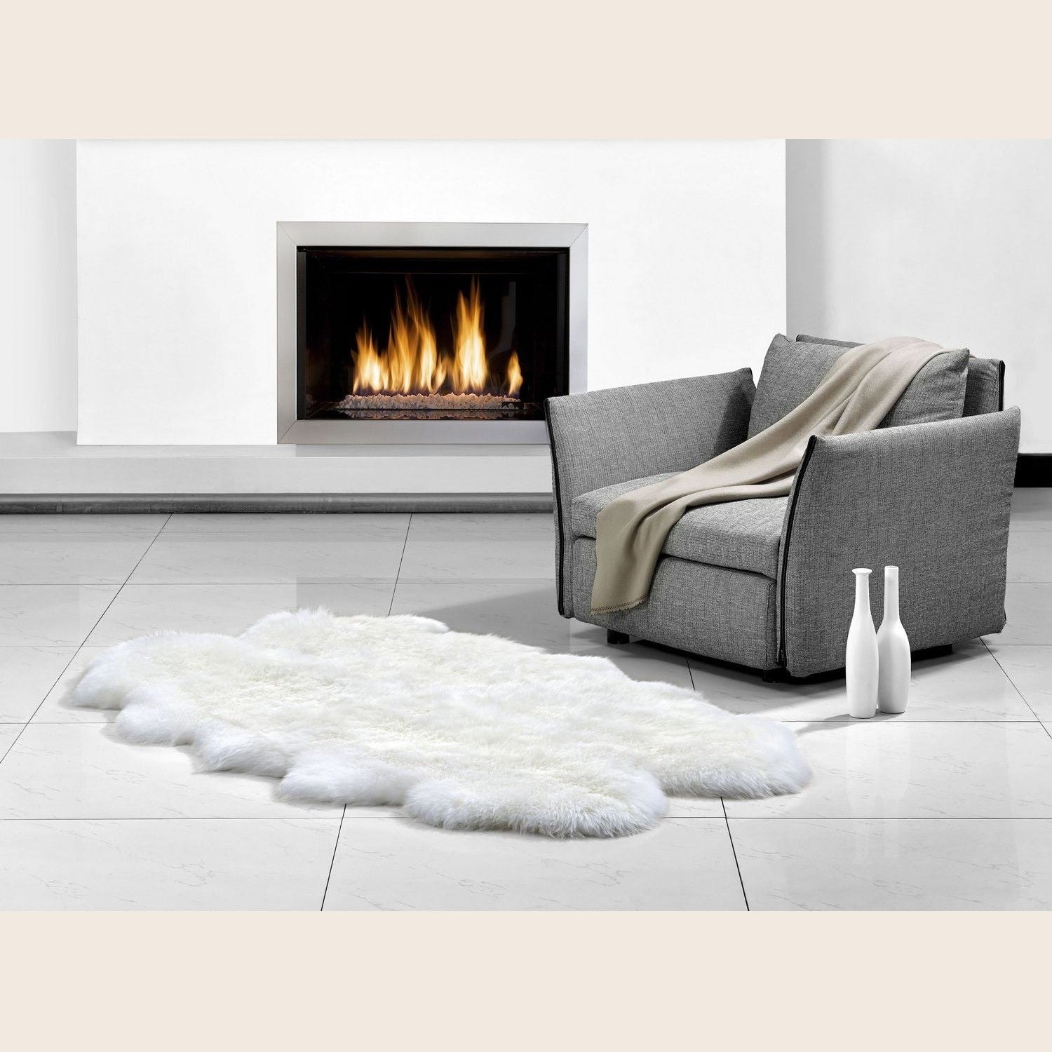 Black Quarto Longwool Sheepskin Rug by Auskin, plush black sheepskin with long wool fibers, perfect for cozy decor.