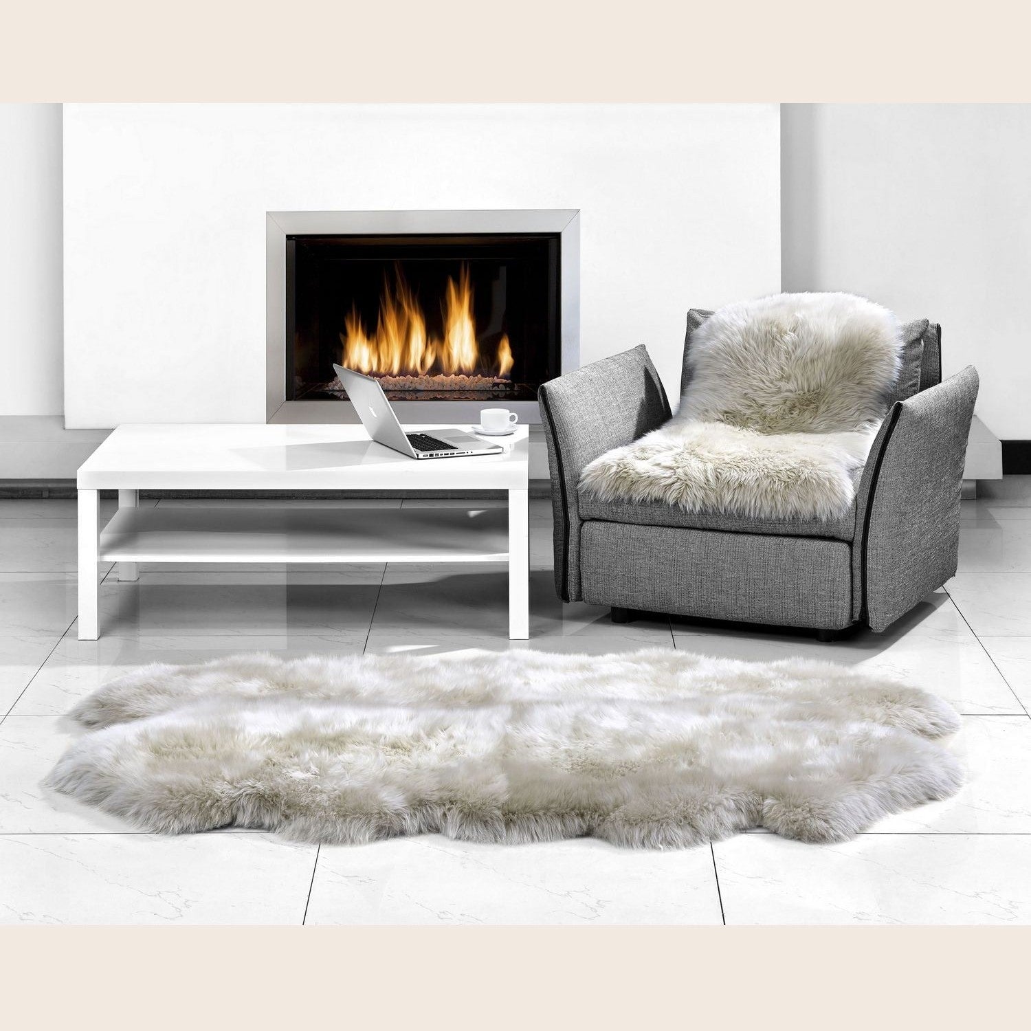 Black Quarto Longwool Sheepskin Rug by Auskin featuring soft, luxurious sheepskin with a rich blackberry color and natural texture.