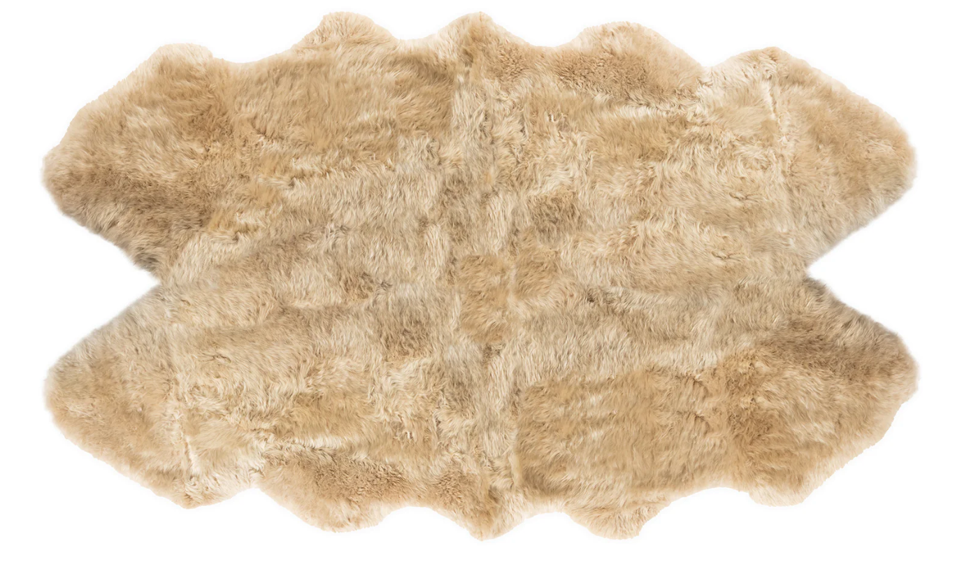 Black Quarto Longwool Sheepskin Rug by Auskin, soft and plush black sheepskin with long wool fibers, ideal for cozy home decor.
