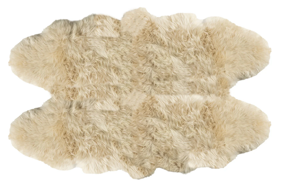 Black Quarto Longwool Sheepskin Rug by Auskin featuring soft, plush black sheepskin with long wool fibers.