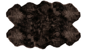 Blackberry Quarto Longwool Sheepskin Rug by Auskin, plush black sheepskin with long wool fibers, soft and luxurious texture.