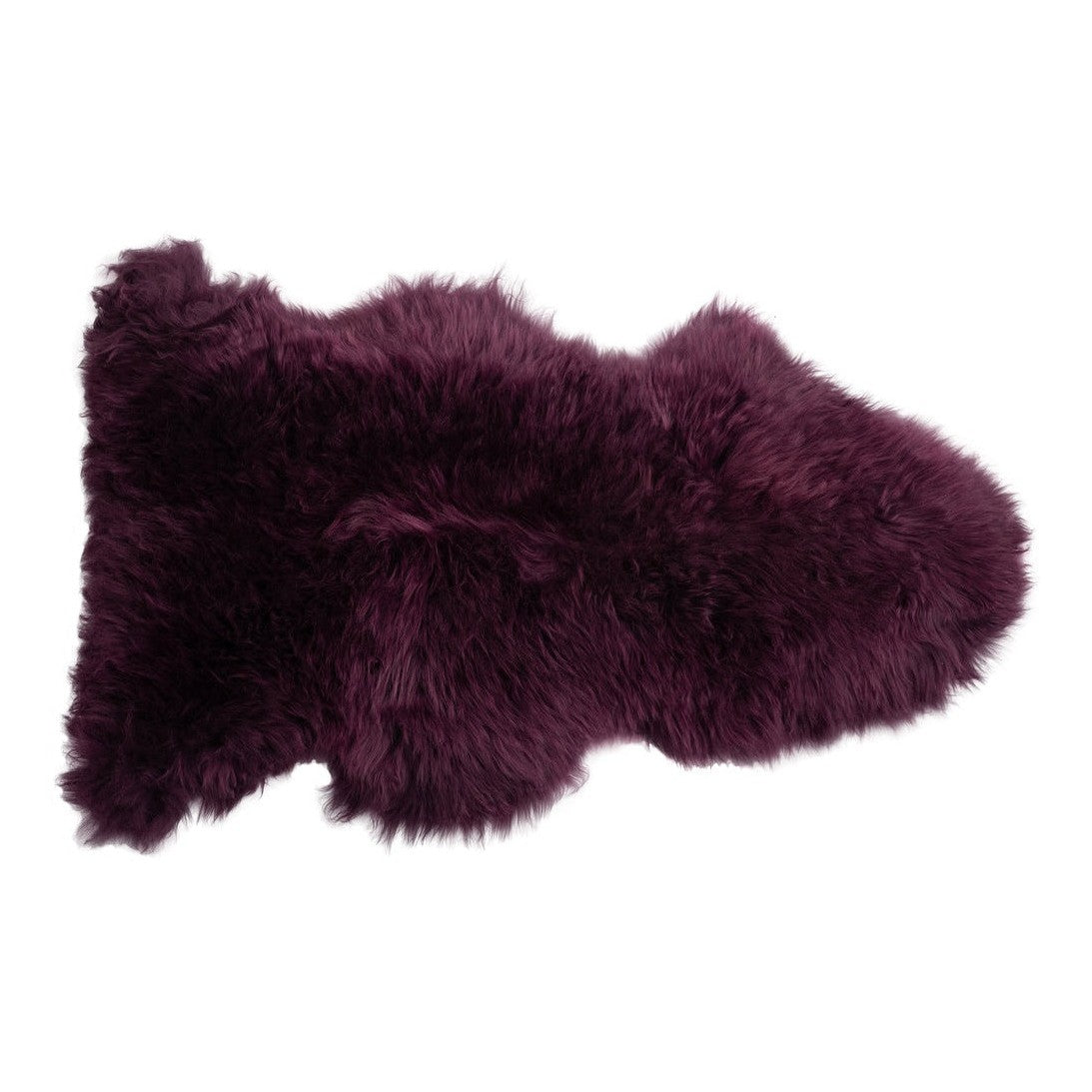 Dark orchid Auskin single longwool sheepskin with soft, plush texture and natural wool fibers, ideal for comfort and decor.