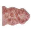 Dark orchid Auskin single longwool sheepskin showing soft, plush wool fibers and smooth leather backing.