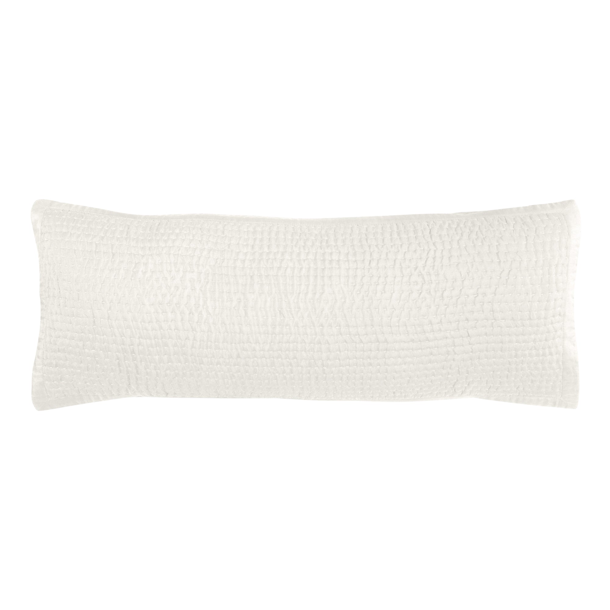 Cream Avasa Katherine lumbar pillow with textured fabric and decorative piping, designed for stylish comfort and support.