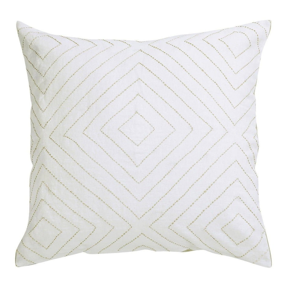 Avasa Colton Euro Sham in white with natural stitch detailing, decorative pillow cover for bedding decor.
